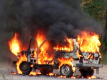 Загоревшийся автомобиль после ДТП под Тамбовом уничтожил четверо человек.