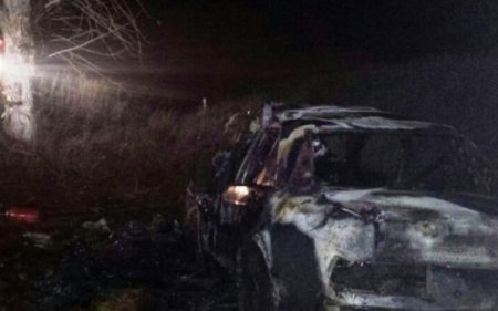 В Башкирии на трассе сгорел «Мерседес»!!!